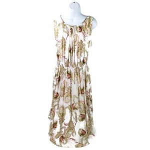J. Jill White Multi Paisley Floral Blouson Pinafore Midi Dress Womens MP NWT